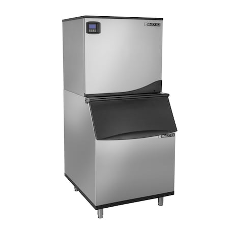 Maxx Ice Intelligent Series Modular Ice Machine, 30 in.W, 650 lbs, and Storage Bin, 30 in.W, Stainless Steel MIM650N-B580